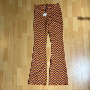 NWT Zara Stradivarius Knit Flare Chevron Pant Large Boho Hippie